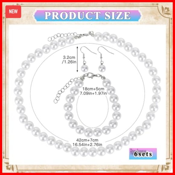 6 Fascinator Hats with Pearl Jewelry Set for Derby Wedding Cocktail Party main image 6